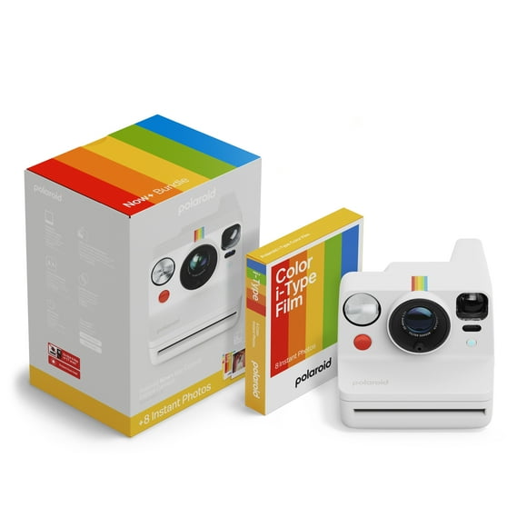Polaroid Now+ Generation 3 White Instant Camera+ Color Film Bundle (8 Photos)