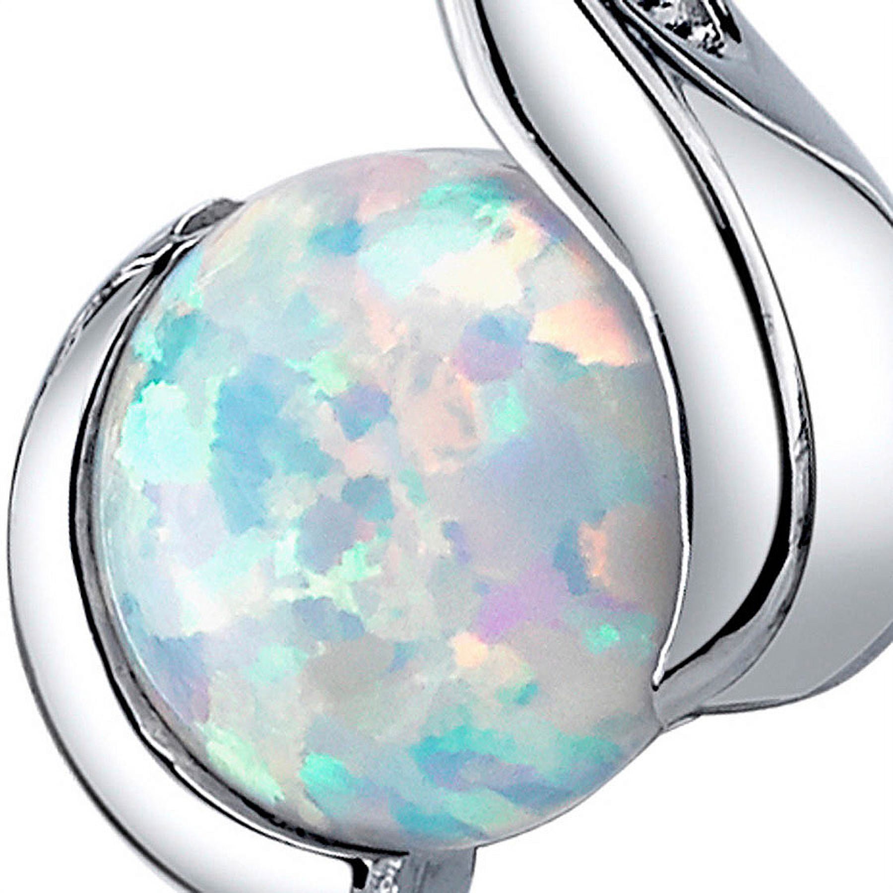 1.75 ct Round Created White Opal Pendant Necklace in Sterling Silver, 18"