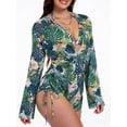thumbnail image 2 of Cadmus Women's 3 Piece Swimsuits Tropical Print Bikini Set with Cover Up,010, Medium, 2 of 8