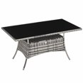 thumbnail image 1 of Outsunny Table de Salle à Manger en Rotin pour Patio avec Dessus en Verre Trempé, Tablette de Rangement, 1 of 10