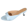 thumbnail image 6 of Rokment Womens Kittern Heels Mules Slides Dressy Sandals 2026 Fashion Casual Leather Open Toe Stiletto Low Heels Slip on Backless Dress Pumps for Ladies Summer Light Blue Size 8, 6 of 6