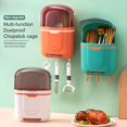thumbnail image 3 of Chopsticks Draining Box Punch-Free 3 Compartments Openable Detachable Self-Adhesive Storaging Container Organizer With Lid, 3 of 10