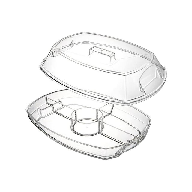 Plateau de Service à Glace pour Fruits 4 Compartiments Distributeur de Plat de Service pour Crevettes Amovible 3