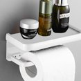 thumbnail image 3 of Decoración elegante para el baño, soporte para papel higiénico de acero inoxidable a prueba de óxido con estante para teléfono para un acceso rápido, espacio adicional y opción de montaje adhesivo, 3 of 5