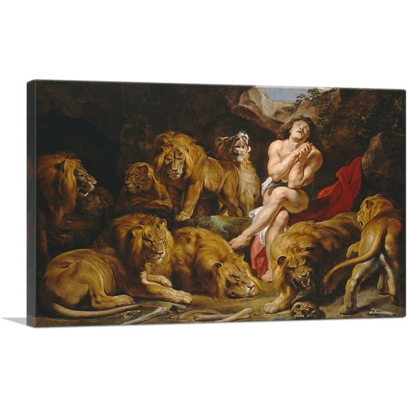 ARTCANVAS Daniel in the Lions' Den Canvas Art Print by Peter Paul Rubens - Size: 18" x 12" (0.75" Deep)
