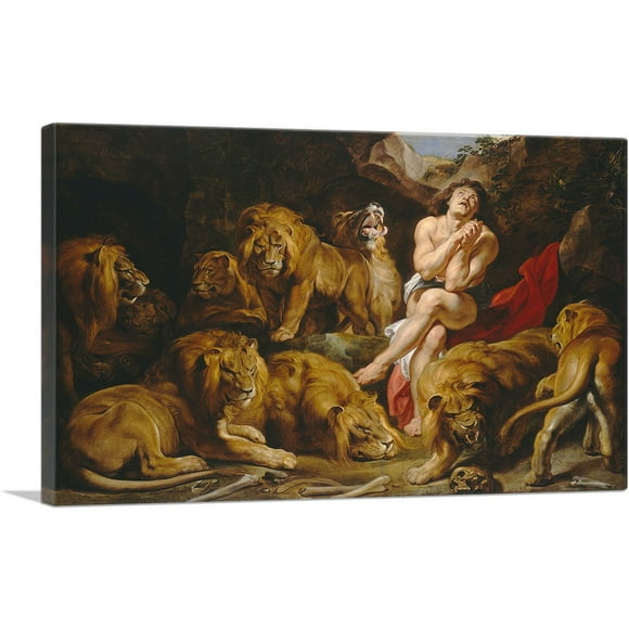 ARTCANVAS Daniel in the Lions' Den Canvas Art Print by Peter Paul Rubens - Size: 18" x 12" (0.75" Deep)