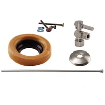 Westbrass Toilet Wax Ring Kit with Supply Line and 1/2" Lever Handle Angle Stop, Satin Nickel
