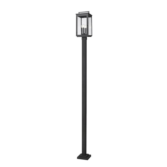 Z-Lite Hartwell 4 Light Outdoor Post Mounted Fixture in Sand Black color,Aluminum frame
