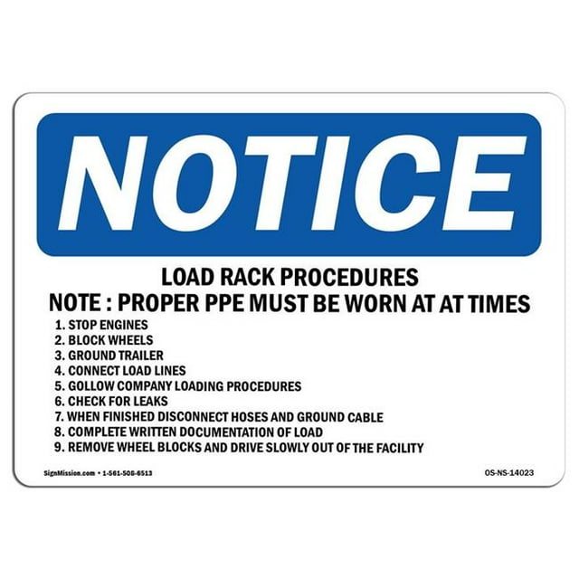 SignMission OS-NS-A-1824-L-14023 18 x 24 Po Panneau d'Avertissement OSHA - Procédures de Chargement du Rack Notent le Bon Pep Doit