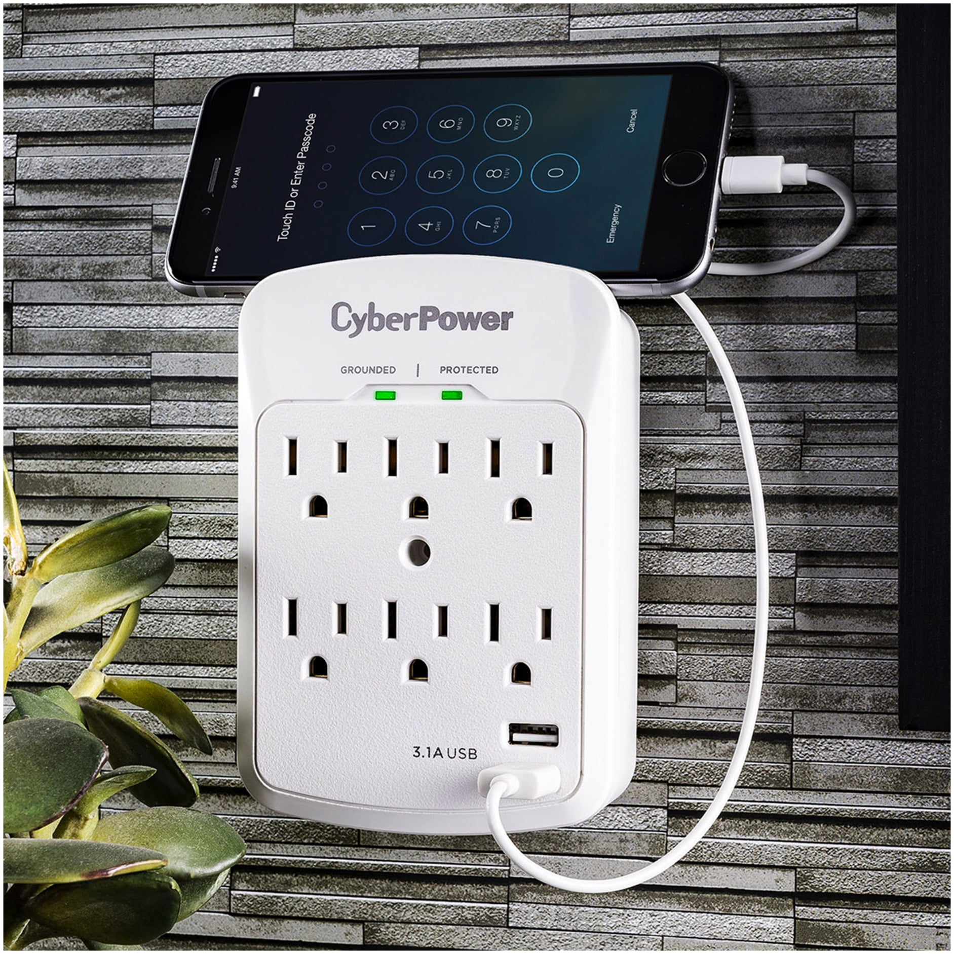 CyberPower P600WU Professional Surge-Protector Wall Tap with 2 USB Ports