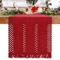 thumbnail image 1 of Camino de mesa Alynsehom, algodón rojo navideño, macramé, 30 x 240 cm, 1 of 7