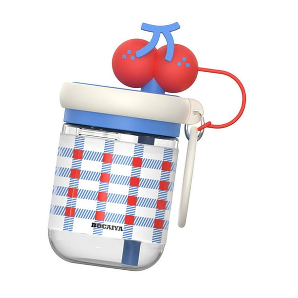 Botella de agua para beber, taza para niños y niñas, linda, ligera y adorable jarra de agua. Cereza