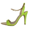 thumbnail image 2 of Delicious Shoe's Women Stiletto High Heels Anklet Gold Chain Lock Ankle Strap Open Peep Toe Pointed Reflective Surface Golden Mirror Scarlet-S Neon Yellow 7.5, 2 of 4