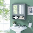 thumbnail image 2 of Bathroom Medicine Cabinet with Mirror, Wall Mounted Wooden Hanging Organizer with Doors and Shelves, Bathroom Wall Mirror Cabinet, 2 of 7