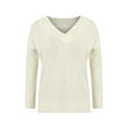 thumbnail image 3 of DYMADE Women's Acrylic Leisure V-Neck Long Sleeve Relaxed Fit Crochet Pullover Sweaters, 3 of 4
