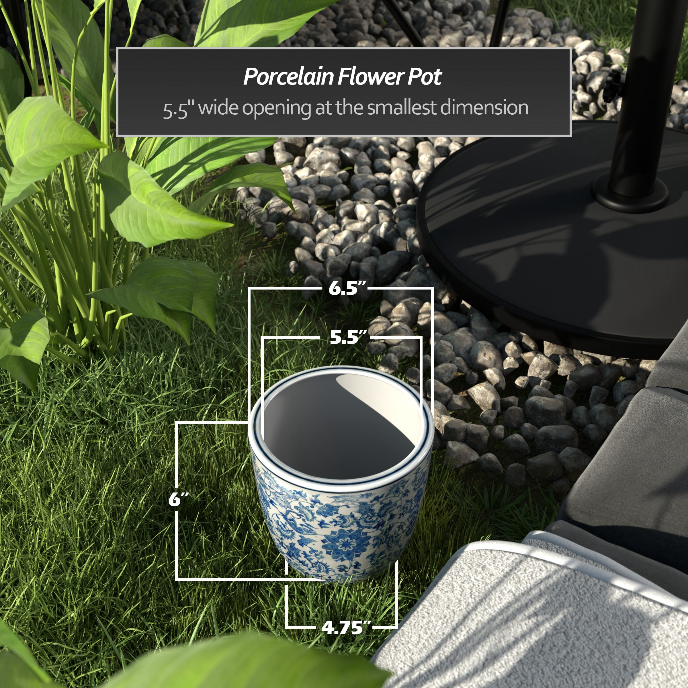 6" Planter - Blue and White Floral
