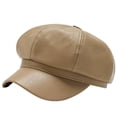 thumbnail image 2 of Women Newsboy Hats - PU Leather Basic Beret Cabbie Hat Short Brim Vintage Women Octagonal Cap for Women, 2 of 8