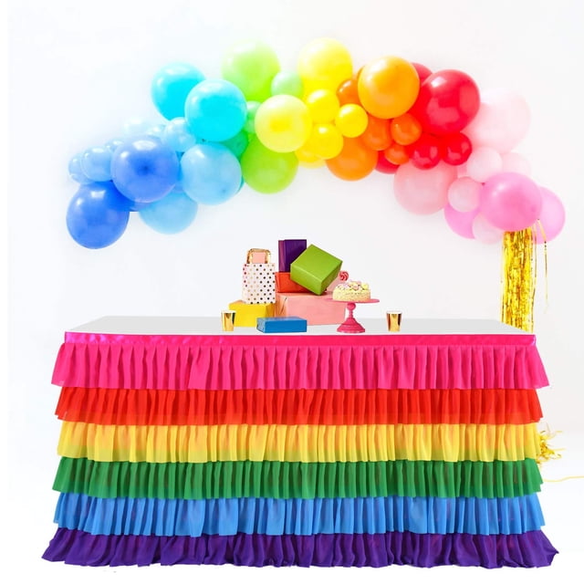 Faldón de mesa Besutolife Rainbow Unicorn 427 cm x 76 cm