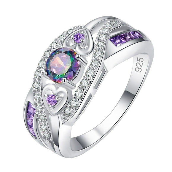TechWave Fashion Exquisite Purple Zircon Ring For Women Engagement Ring Jewelry High And Lows Ring for Daughter Adjustable Ring Pack Boys Rings Size 4 Cactus Ring Minimalist Ring Set Ring Size Chart
