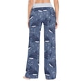 thumbnail image 4 of Pantalón de pijama para mujer azul claro con estampado de tiburones ballena estrellados, 4 of 6