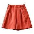 thumbnail image 2 of Chiccall Womens Cotton Linen Shorts Solid Button Elastic Waist Drawstring Casual Wide Leg Summer Shorts with Pockets Red XXXL, 2 of 3