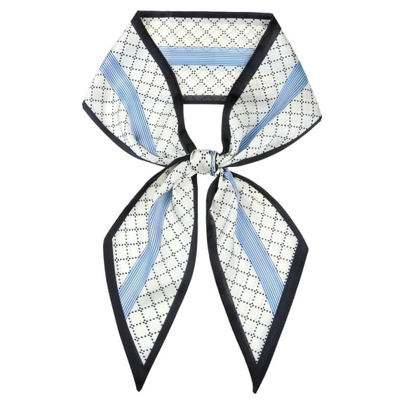 INSPIRE CHIC Mother's Day Women Fashion Printed Skinny Long Scarves, Satin Silky Black White Neckerchief Ribbon Headband 57.1x5.1" Checks Stripes