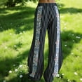 thumbnail image 3 of Pantalones de Piernas Anchas de las Mujeres Impresión Floral de Algodón Lino Suelto Casual de Cintura Alta Pantalones Largos Cónicos para Primavera Verano, 3 of 6