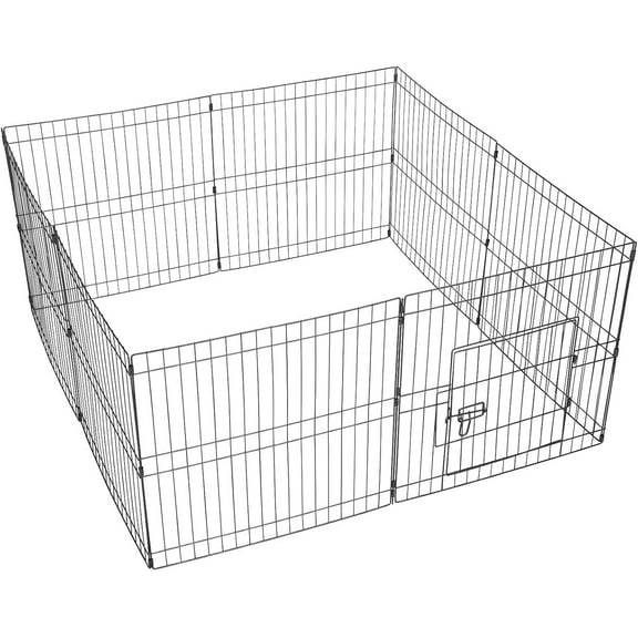Sptwo 24 inch Puppy Pet 32 Panel Foldable Metal Playpen Portable Fence Exercise Pen with Door, Indoor/Outdoor Black