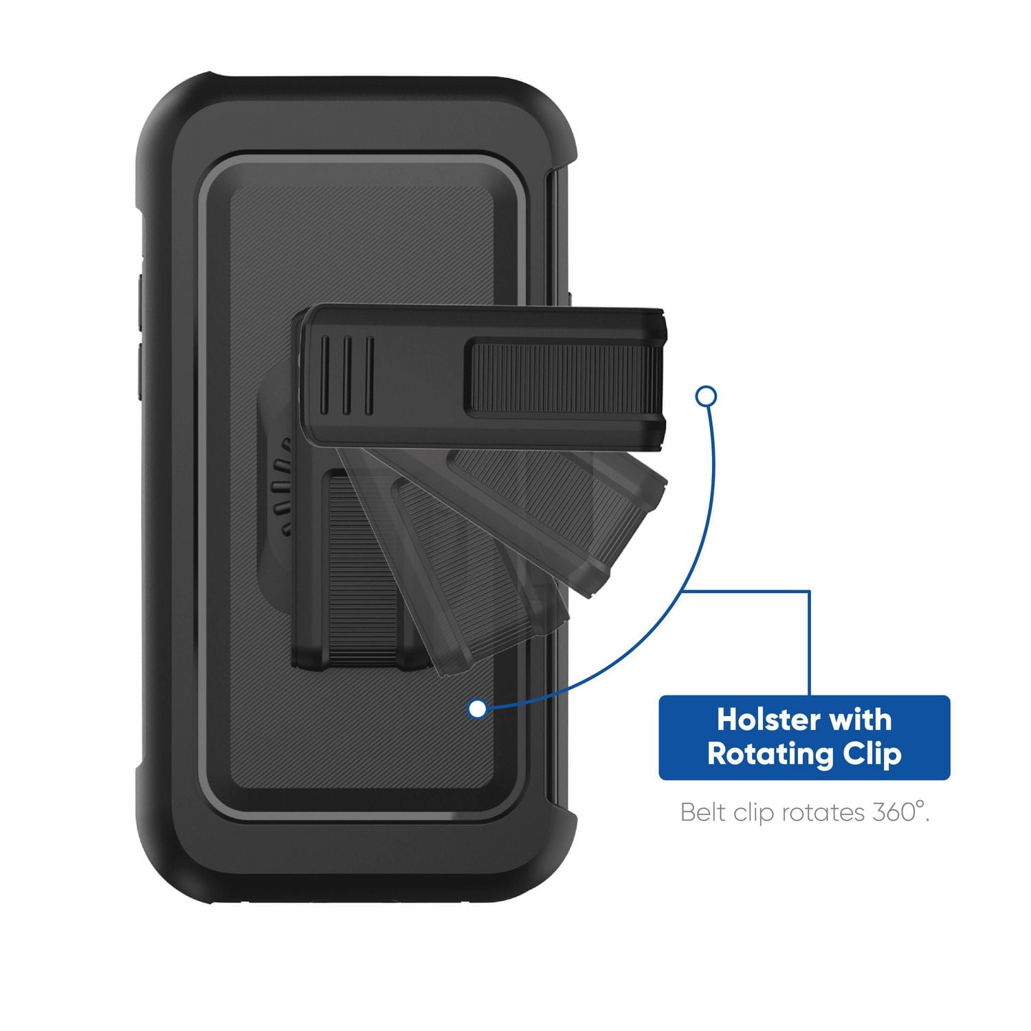 Étui robuste antimicrobien avec avec enveloppe rigide et pince rotative onn. pour iPhone 12 et iPhone 12 Pro