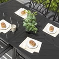 thumbnail image 3 of Nuu Garden Outdoor 7-Piece Patio Dining Set, 6 Dining Iron Stackable Chairs and 61'' x 37'' Rectangle Splicing Table with 1.77'' Umbrella Hole, Black, 3 of 9