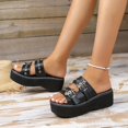 thumbnail image 3 of Sandalias de plataforma gótica con estilo para mujer - Bet Decor Hebilla Correa Punta abierta Deslizamiento en diapositivas y tacones de cuña punk, 3 of 3