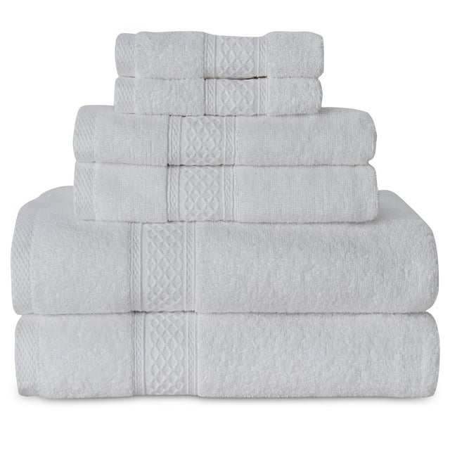 Gogreen Juego de Toallas de Baño de 6 Piezas, 2 Toallas de Baño, 2 Toallas de Mano y 2 Toallitas, Toallas 100% Algodón Muy Absorbentes para Baño, Gimnasio, Hotel (Gris Claro)