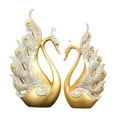 thumbnail image 1 of Estatua de cisne de amor Macarena 2 piezas Escultura de cisne decoración creativa para el hogar dorado, 1 of 8