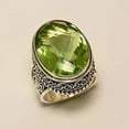 thumbnail image 2 of Peridot Quartz Oval 925 Sterling Silver Handmade Statement Green Gemstone Women Ring Size 10.0, 2 of 3