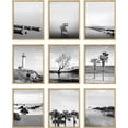 thumbnail image 2 of PixonSign Framed Canvas Print Wall Art Set - Black & White Ocean Seaside Posters - Set of 9 Travel Coastal Photography Modern Art Minimal Wall Décor for Living Room, Bedroom - 12"x16" Natural, 2 of 5