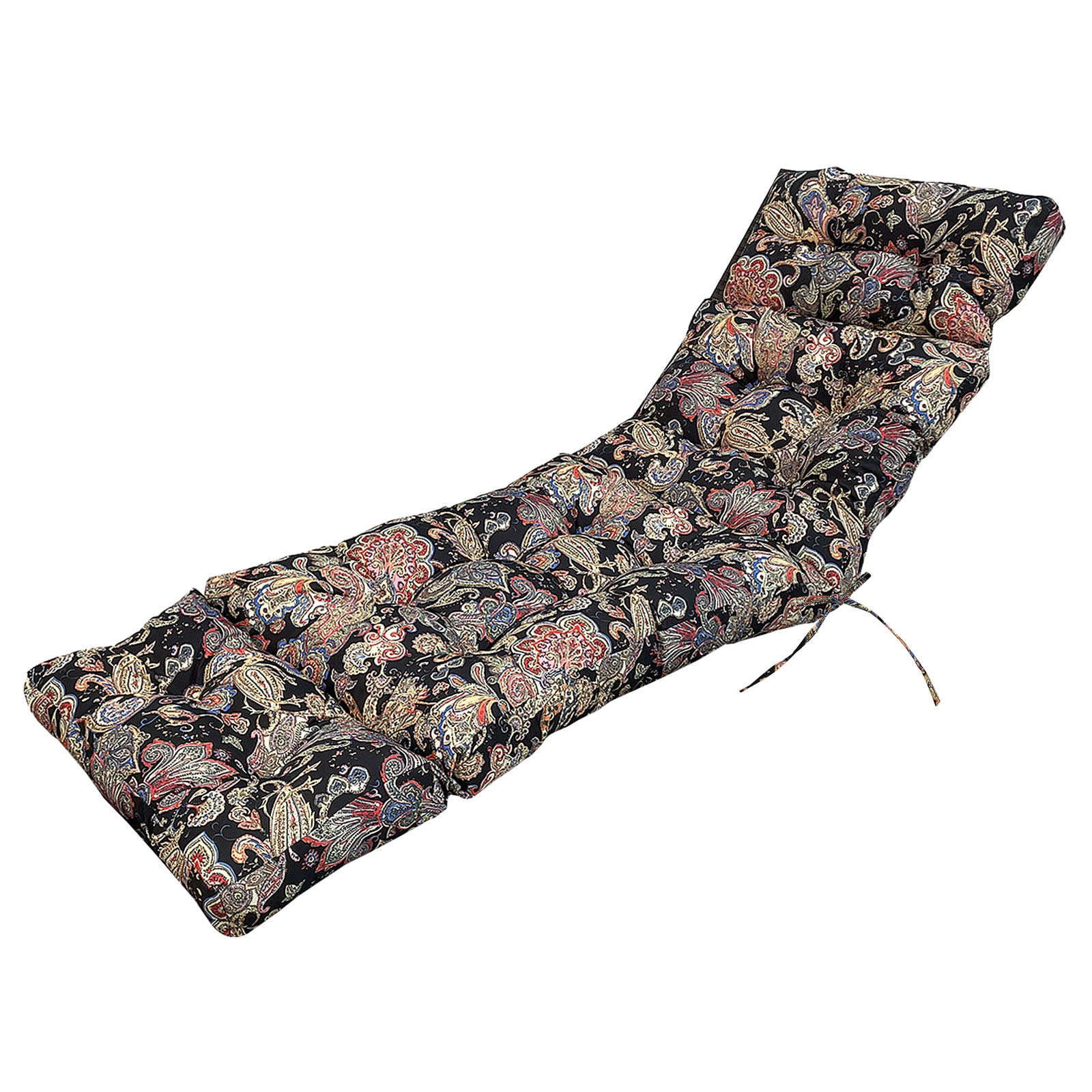 Topchances Outdoor Chaise Lounge Chair Cushion 70.87"L x 19.69"W Water Resistant Chaise Cushion with Ties for Outdoor Furniture, Pool Lounge Chair Cushions, Black Patterns