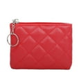 thumbnail image 2 of Quilted Mini Wallet for Women Elegant Embroidery Zipper Coin Purse with Card Slots PU Leather Compact Clutch for Daily Essentials (Red), 2 of 5