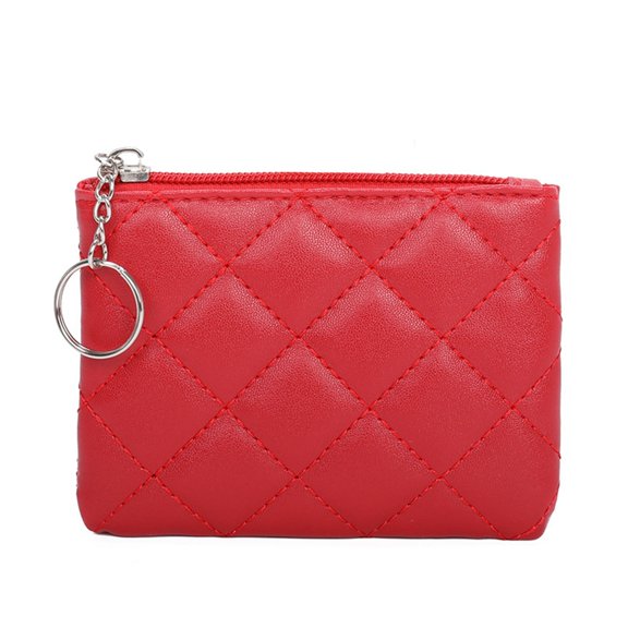 Elegant Women's Mini Zip Purse Quilted Embroidery Compact Wallet For Secure Card Storage And Daily
