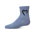 thumbnail image 2 of MeMoi Ribbed Pointelle Cotton-Rich Crew Sock with Open Heart Graphic - Girls - Female, 6, Denim, 2 of 8