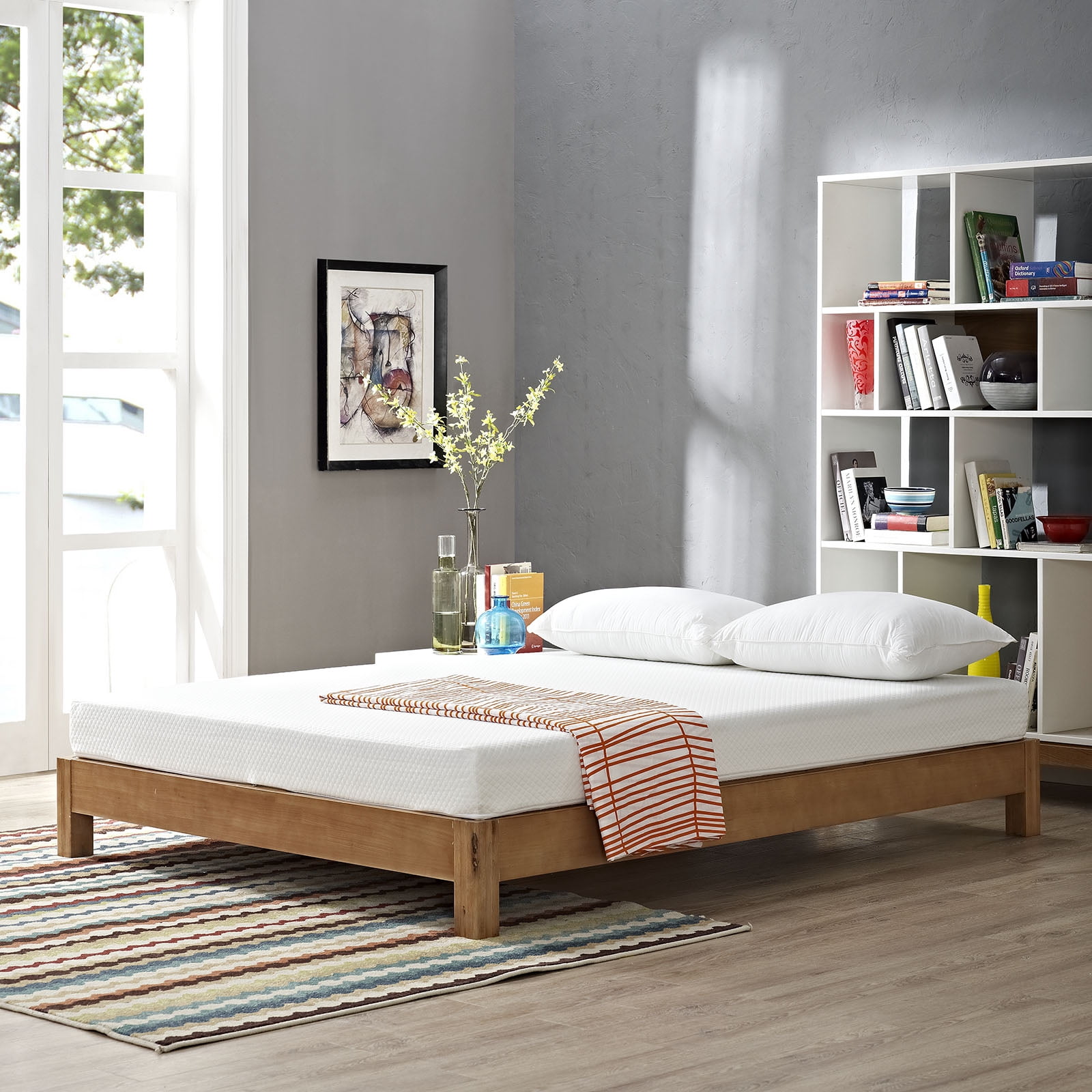 Modern Contemporary Urban Design Bedroom 6inch King Size Mattress, White, Fabric