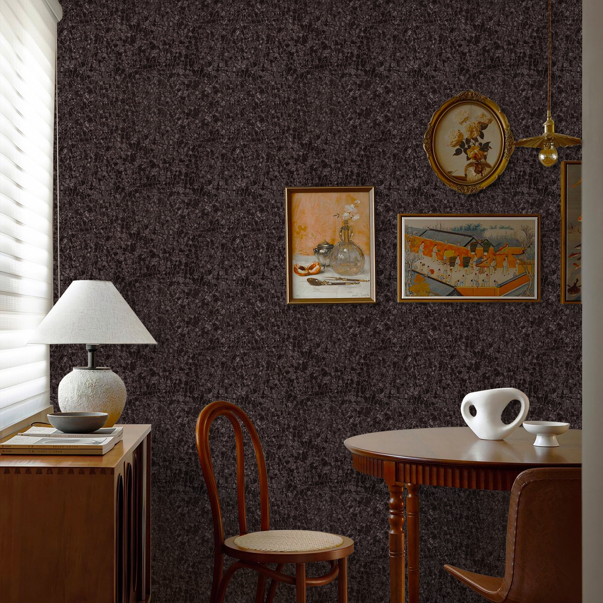 (4 pack) UMIGGEE Brown Wallpaper Peel and Stick Wallpaper Embossed Self Adhesive Textured Pattern Wallpaper Kitchen Counter Top Contact Paper 118-in x 15.7-in