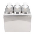 thumbnail image 1 of Dispensador de salsa, bomba para ensalada, mermelada, condimento, contenedor con base para cocina, restaurante, 3 bombas, 1 of 14
