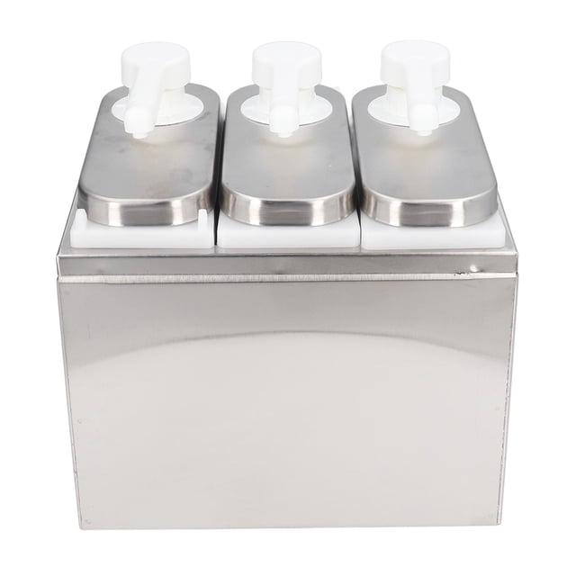 Dispensador de salsa, bomba para ensalada, mermelada, condimento, contenedor con base para cocina, restaurante, 3 bombas