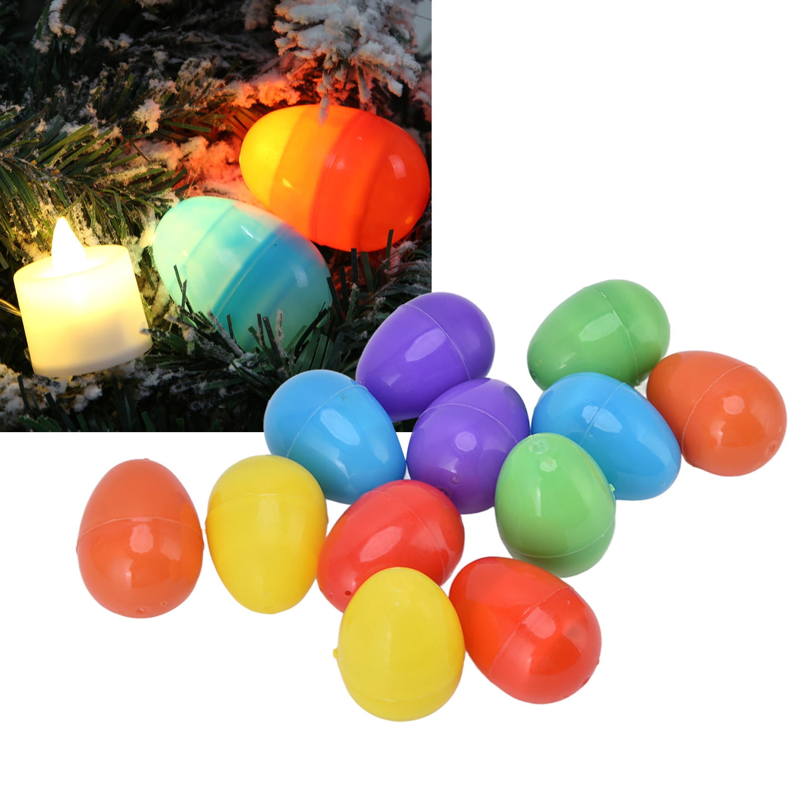 Yajisi 12Pcs Light-Up Easter Eggs, Glowing LED Plastic Eggs with Built-In Batteries, Warm Light Holiday Decor, 2.4x1.8in