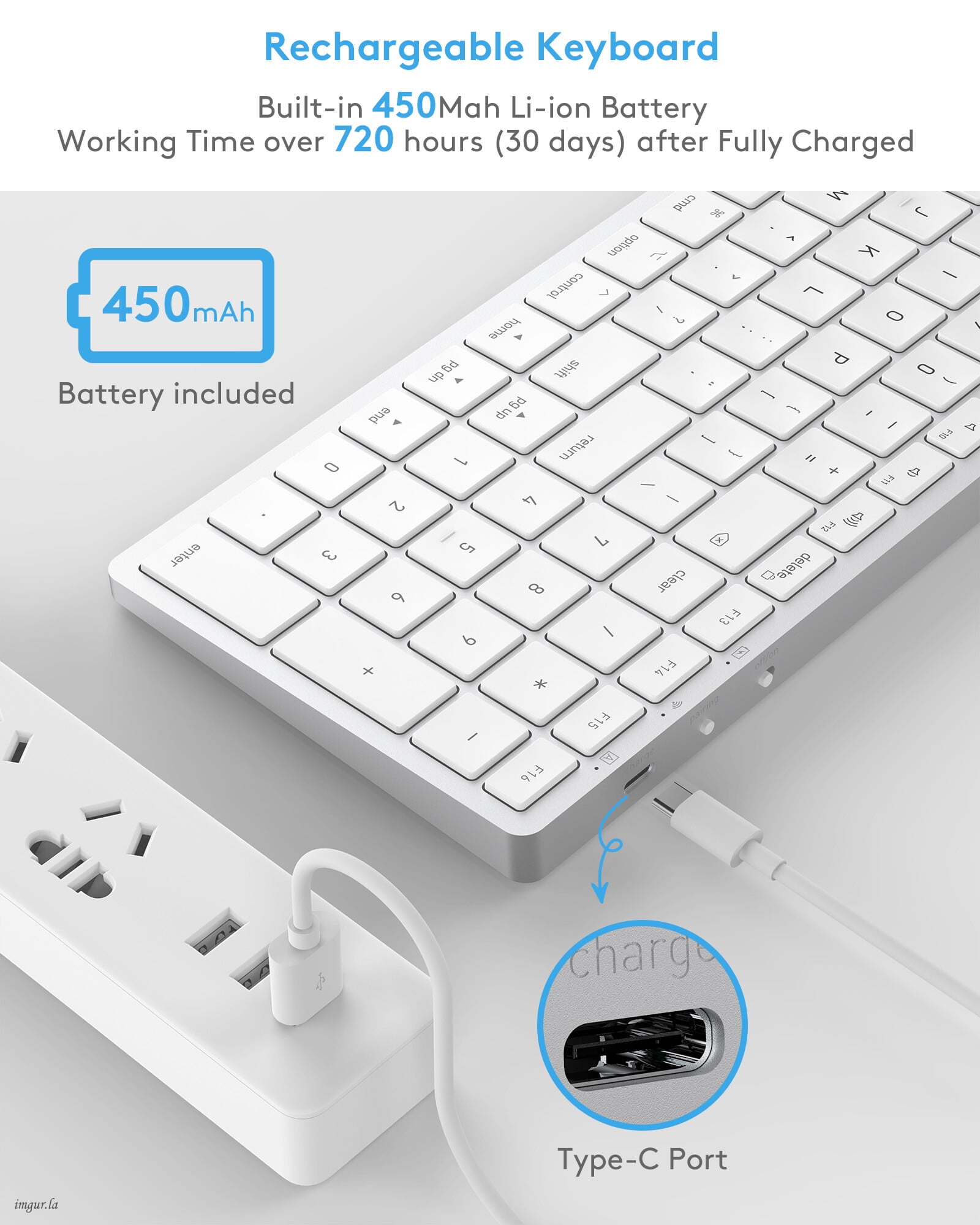 Yivandi Wireless Bluetooth Keyboard for Mac Mini OS – US Qwerty Layout,Rechargeable Battery,  Extra-Long Working Time, Compatible with iMac/MacBook Pro/Mac Mini or iPad