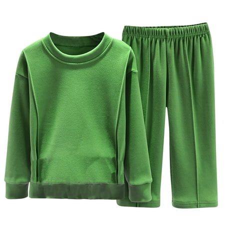 

Lmnyox Winter Warm Clothes for Boys Girls Fleece Long Sleeve Shirt and Pants Clothes Set Thermal Clothes 2 Pcs