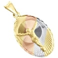 thumbnail image 3 of 14K Tri-Color Gold Diamond Cut Textured Jesus Crucifix Oval Pendant 1.35" Charm, 3 of 6