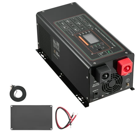 KFFKFF Inverter Charger with Pure Sine Wave, 2000 Watt Capacity, Converts DC 12V to AC 120V, Equipped with LCD Display and Remote Control, Ideal for Off-Grid Solar, RV, Boat, and Home Use