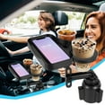 thumbnail image 2 of Car Cup Holder Expander Adjustable Cup Holder with Attachable Tray 360° Rotatable Car Mount Cup Table Organizer with Phone Holder for Small Water Bottles Coffee Drink Snack Fries, 2 of 9