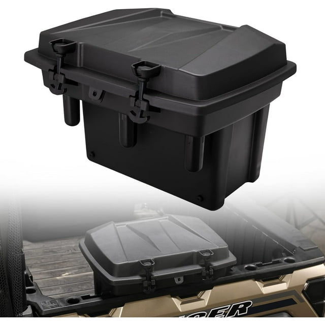 A & UTV PRO Rear Cargo Storage Box for 2009-2023 Polaris Ranger XP 1000 900 570,General 1000 Bed Trunk Tool Storage Bin Box Container with Lid Accessiories